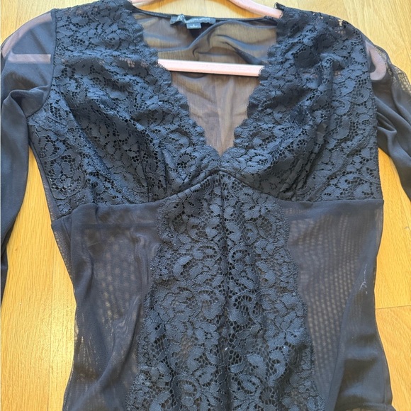 INC International Concepts Sheer Black Lace Top - Picture 6 of 14